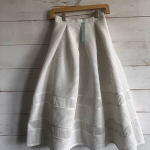 She + Sky White Pleated Midi Skirt